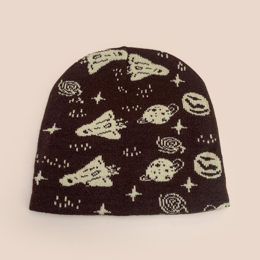 1pc Rocket Planet Jacquard Beanies Hat,Winter Warm Hip Hop Personal Warm Head Cap,Suitable for Winter Outdoor,climbing Skiing