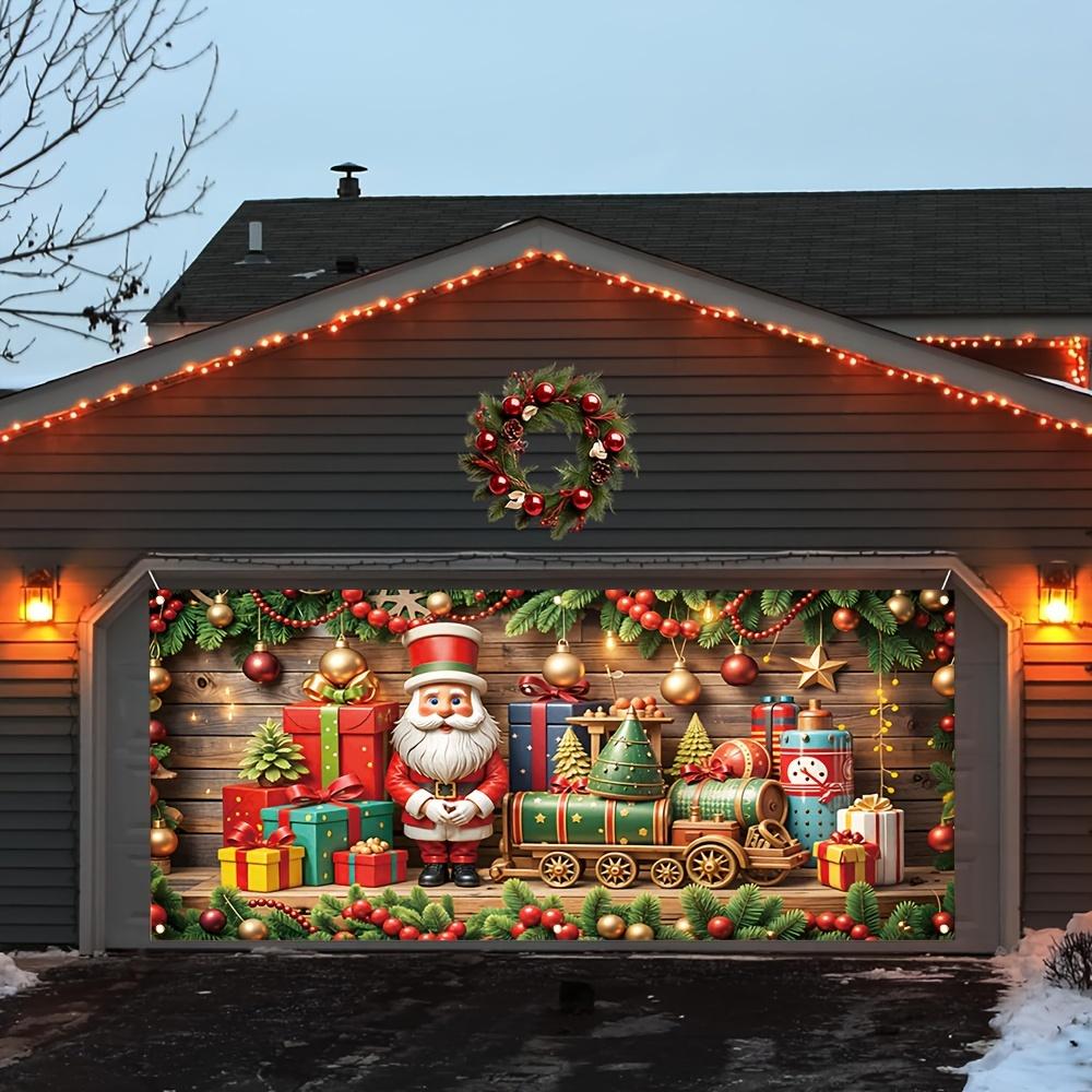 The perfect choice for home and outdoor holiday decoration with Santa Claus train garage door banners