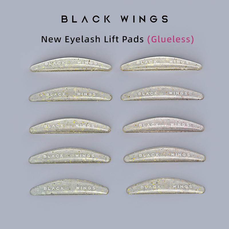 BLACKWINGS 5 Paar goldene Pailletten Wimperndauerwelle Silikonpads Wimperndauerwelle Pad Silikon klebrig