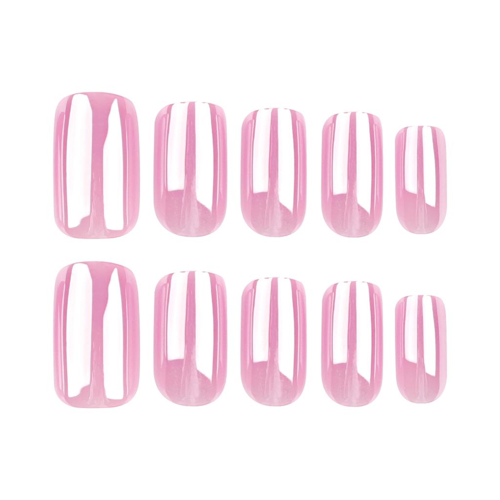 24 Pieces New Manicure Nail Piece Coating Japanese Sweet Pink Solid Color Wearing Nail Short Rectangular Nail Fake Nail Piece