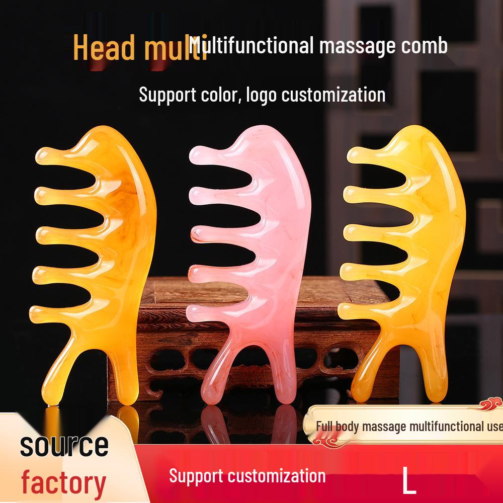 Five-Tooth Meridian Massage Dolphin Comb: Multifunctional Resin Five-Finger Therapy Tool