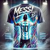 Neuer Eingang Fußball T-Shirt Junge/Herren 3D Messi Muster Sommer Atmungsaktiv Sport Kurzarm Argentinien Fußball Spezielles Trikot Set