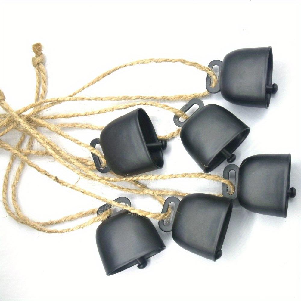 4Pcs Vintage Bell Pendant Rustic Metal Hanging Decorative Bell with Jute Rope Vintage Wind Chimes Wall Hanging Home Decor.