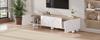180*40*45cm TV Cabinet with 4 Cabinets, TV Cabinet with 6 Ball-Foot Metal Legs, Suitable for TVs around 80 Inches, Wood Color+White