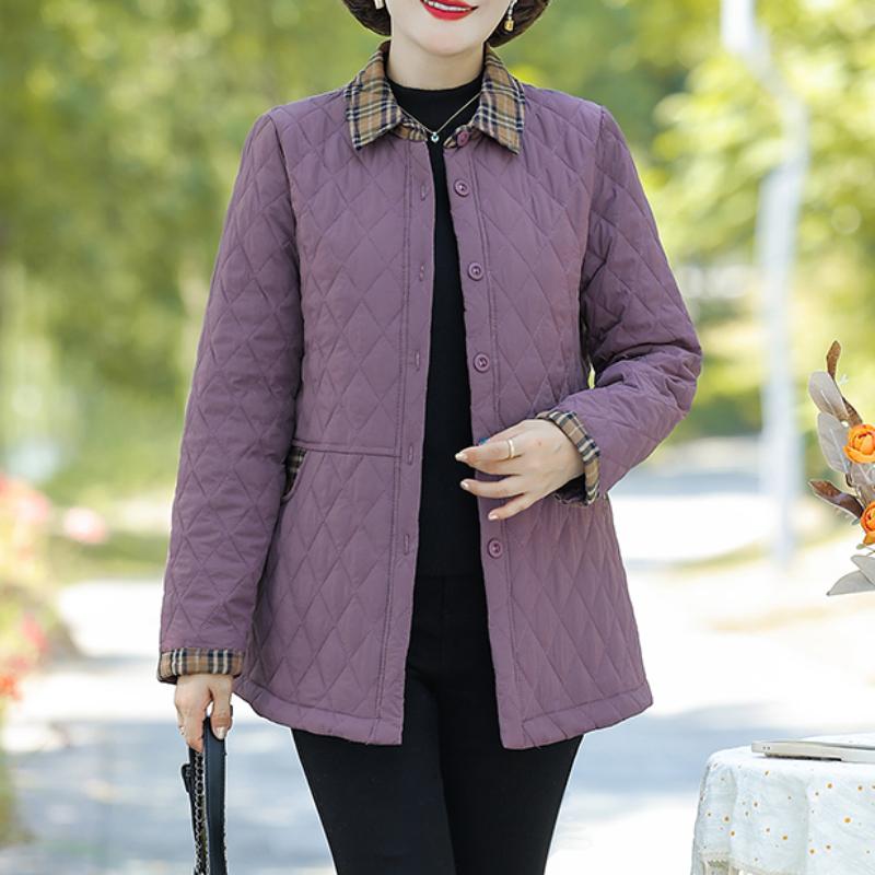 

Women s Quilted Jacket Autumn Long-sleeved Jacket Parkas Cotton-padded Tops Mother Cotton Coat Plus Size Feminino 7XL фіолетовий