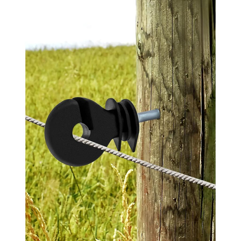 Electric Fencing Ring Insulators, Wire Mesh Ring Insulator, Wooden Post Insulator Screw-in, for Ropes, Wires and Strands.