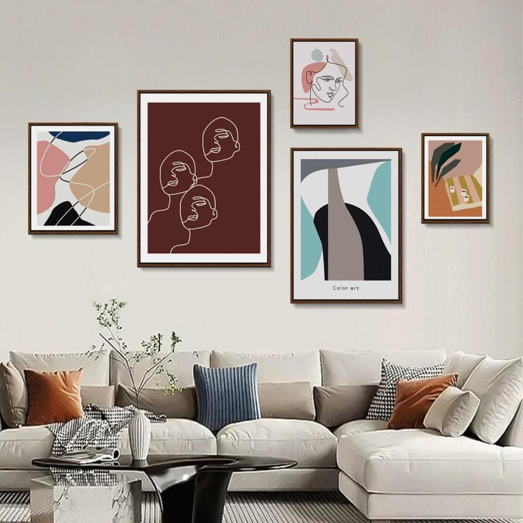 Nordic Minimalist Living Room Wall Art: Warm Sofa Background Decorative Painting Combination