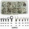 320Pcs/Box Terminals Non-Insulated Ring Fork U-type Brass Terminals Assortment Kit Cable Wire Connector Crimp Spade