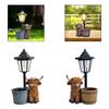 Highland Cow Statue,with Solar Lights Lovely Resin Figurine Gifts,Landscape Lamp Animal Sculpture Decoration for Garden Patio