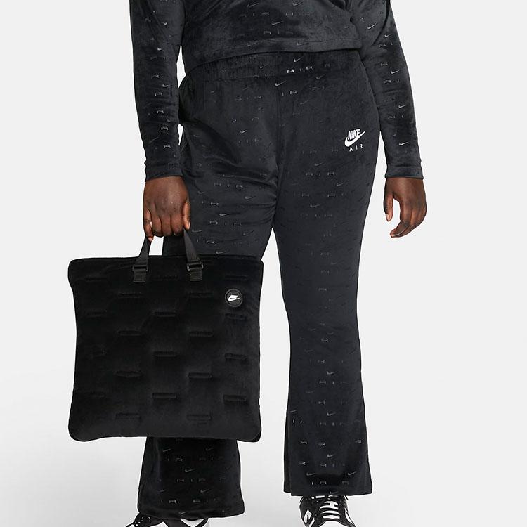 Nike Heritage Logo Large Capacity Velvet Tote Bag Unisex Tote Bags Black DB4196-010