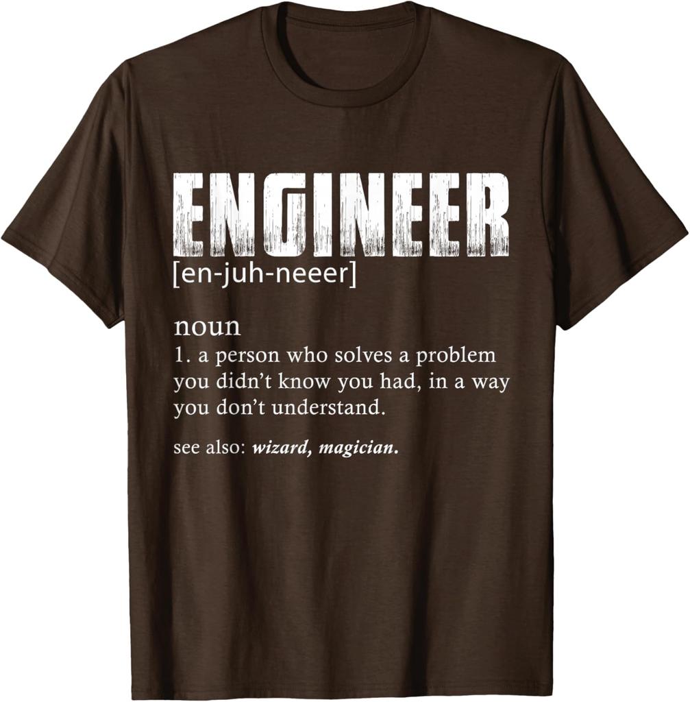 Engineer Definition Funny Noun T Shirt Soft Cotton Graphic Tee for Men Casual Sports
