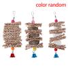 Parrot Bird Toys Natural Wooden Grass Chewing Bite Hanging Cage Bell Swing Climb