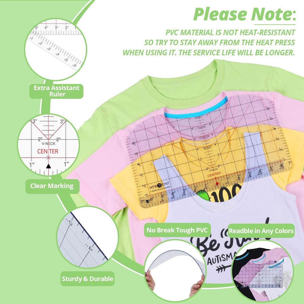 Tshirt Ruler Guide for Vinyl Alignment and Center Designs T Shirt Ruler Alignment Tool Placement for Heat Pressing