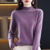 Women's Seamless Wool Knit Sweater - Short, Loose, Half-High Neck, Solid Color for Autumn and Winter