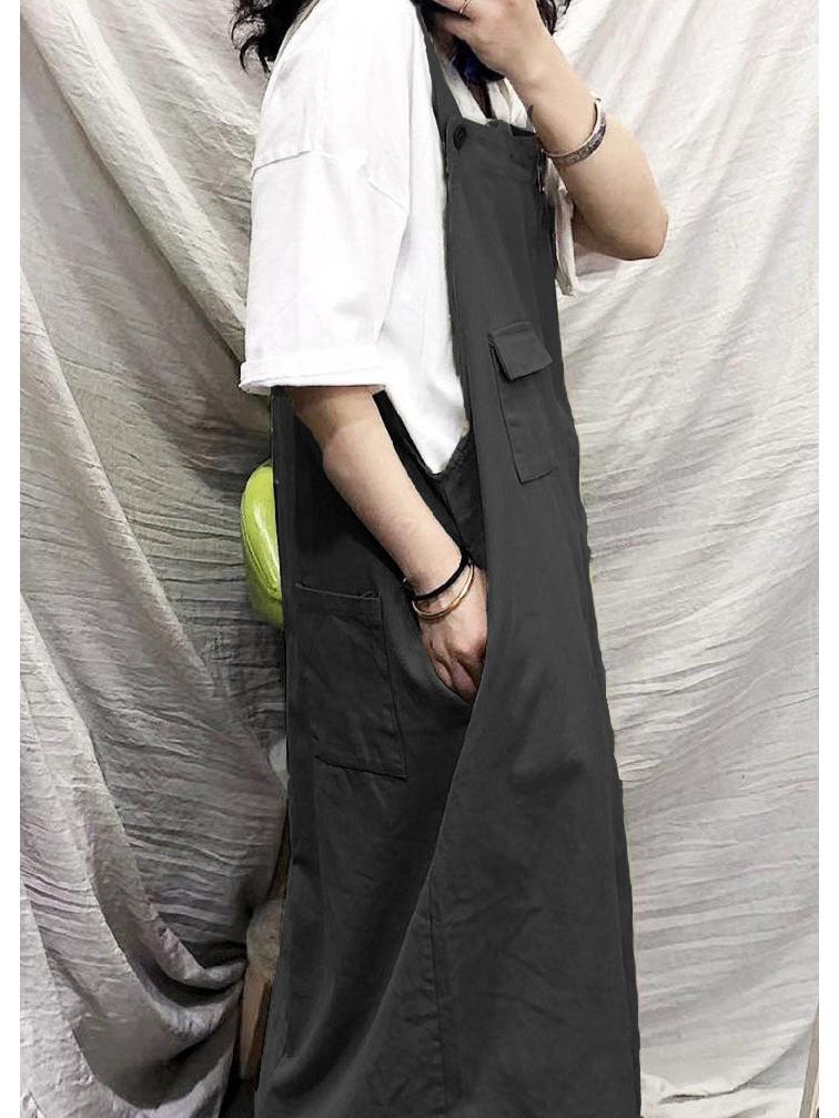 Korean/Japanese Retro Loose Mid-Length Strap Dress - Women's Slimming Fairy Style