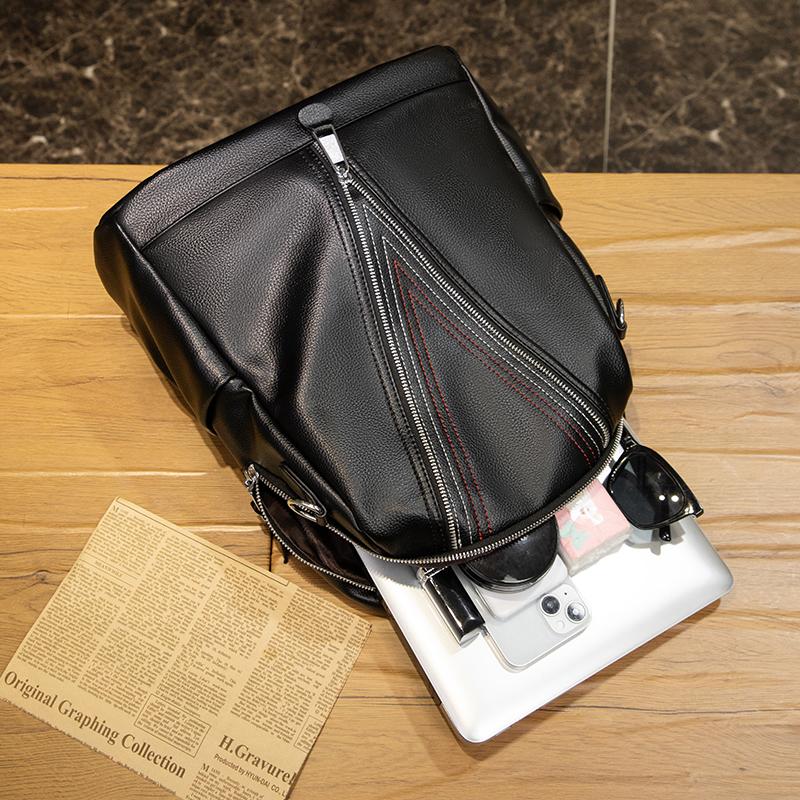 Soft Leather Backpack Women's Commuter Backpack Large Capacity Student Schoolbag