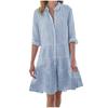 Y2K Women Striped Long Sleeve Mini Dresses Commuter Lapel Single-Breasted Shirt Dress Fashion Hem A-Line Party Dress