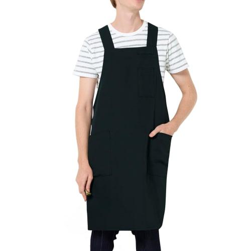 

Albe Albe Bib Apron, H-Shaped, Black, Colorfast, Chlorine Resistant, Easy Care, Wrinkle-Resistant, Stretch, with Pockets, Suitable for Restaurants, Ca