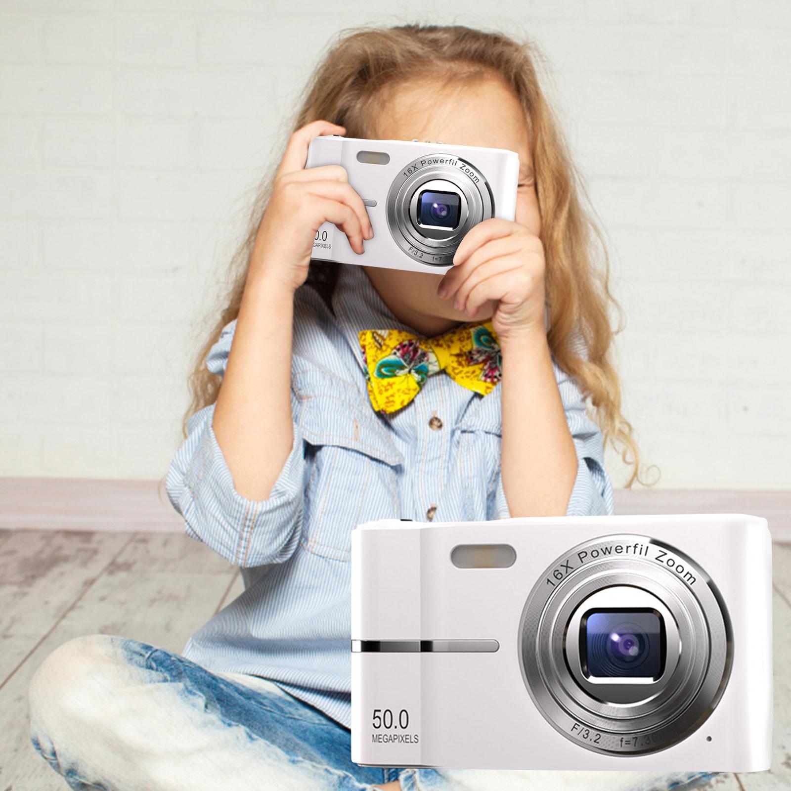 

Цифрова камера, FHD 1080P, Digital Point, 50 Мп для відеоблогів із 16-кратним зумом, компактна, маленька Для дітей Хлопчиків Дівчаток Підлітків Студентів Старшого віку One Size срібний