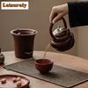 Zhiye Braised Persimmons Red Ruyi Boiling Tea Pot Set Retro High-handled Pot Alcohol Lamp Warmer Cooking Stove Infusions Teapots