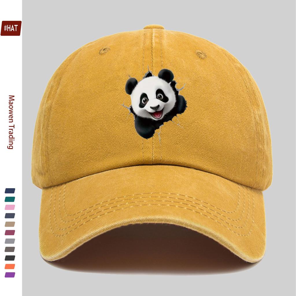 pc Unisex Cute Panda Print Baseball Cap Home Leisure Decorative Papa Hat Trucker Sun Hat Washed Adjustable Buckle Headwear