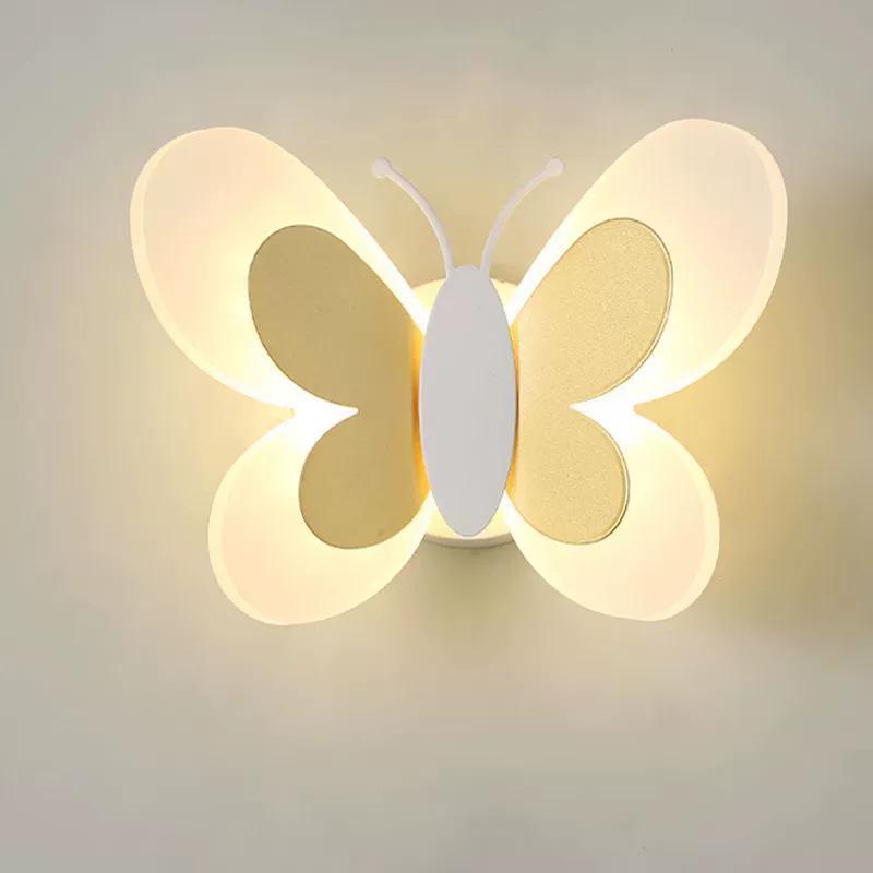 Nordic LED Butterfly Bedside Wall Lamp for Kids - Modern, Creative Bedroom Sconce