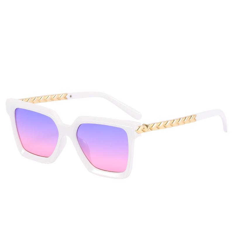 Spring And Summer Warm Color Generous Frame Glasses European And American Personalized Metal Square Sunglasses Women'S Versatile Multi-Color Glasses