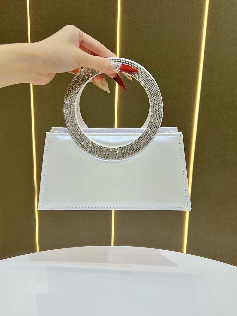 Elegant Pu Evening Clutch With Sparkling Rhinestones For Formal Events