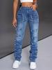 European & American Women's Versatile Medium-Elastic Denim Work Pants
