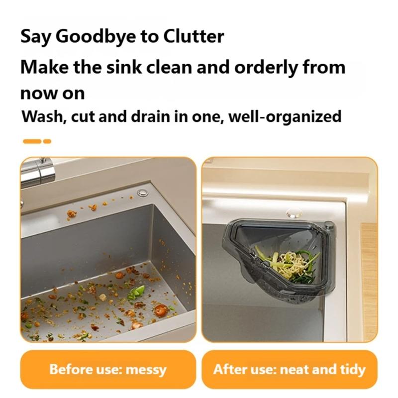 Compact Magnetic Triangle Drain Basket For Small Kitchens With Space Saving Design And For Vegetables Utensils