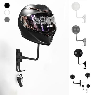 Wall Mount Helmet Holder Motorcycle Electric Vehicle Bike Helmets Storage Rack Coats Caps Hook 180° Rotation Hanger Steel