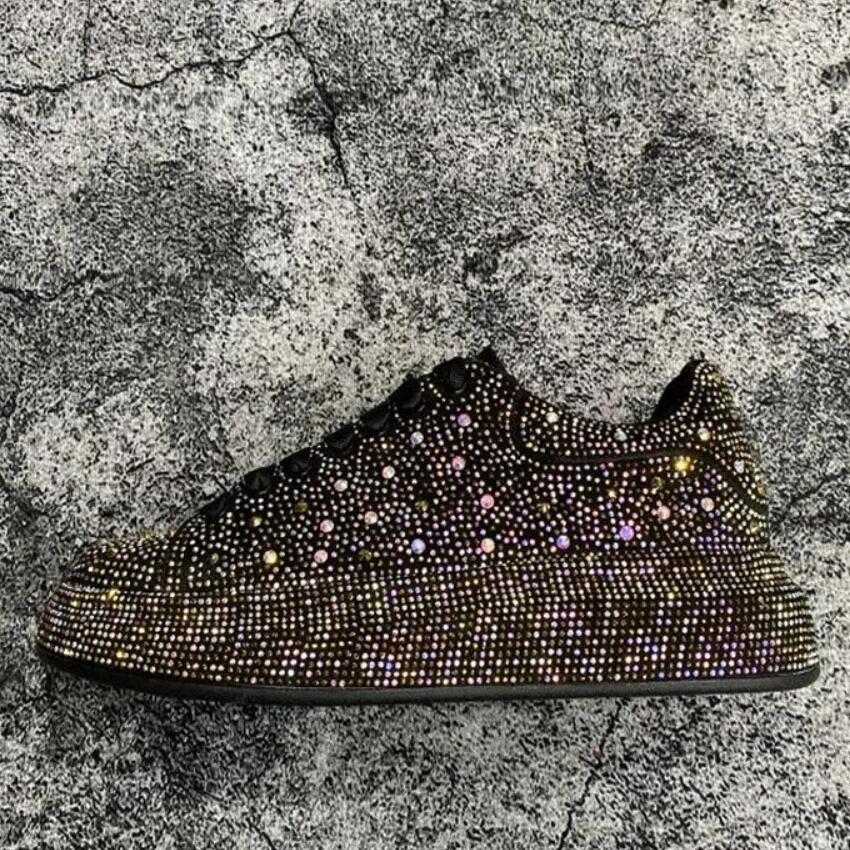 Moda Nuevo Hombre Patrón Pedrería Roja Todo Combinable Zapatos de Marca Casual Flats Mocasines Zapatillas Deportivas para Caminar Zapatos Hombre