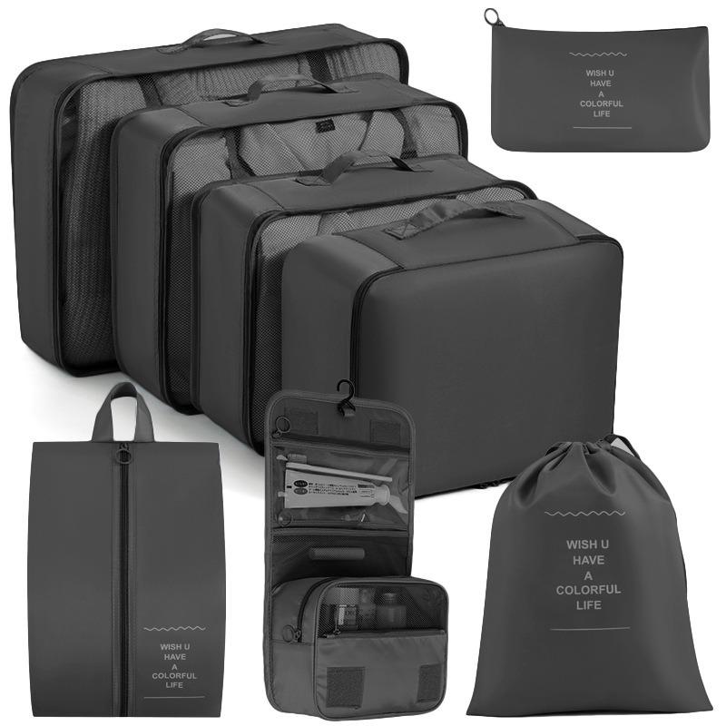 Eight-Piece Waterproof Travel Storage Bag Set for Business Trips - Large Capacity