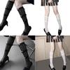 Ruffle Sheer Knee High Socks for Women Girl Stretchy Silk Stockings Student Girls Stockings Tube Socks Nylons Calf Socks