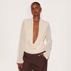 J25TP327 Women's Deep V Chiffon Long Sleeve Top with Flowing Collar and Scarf
