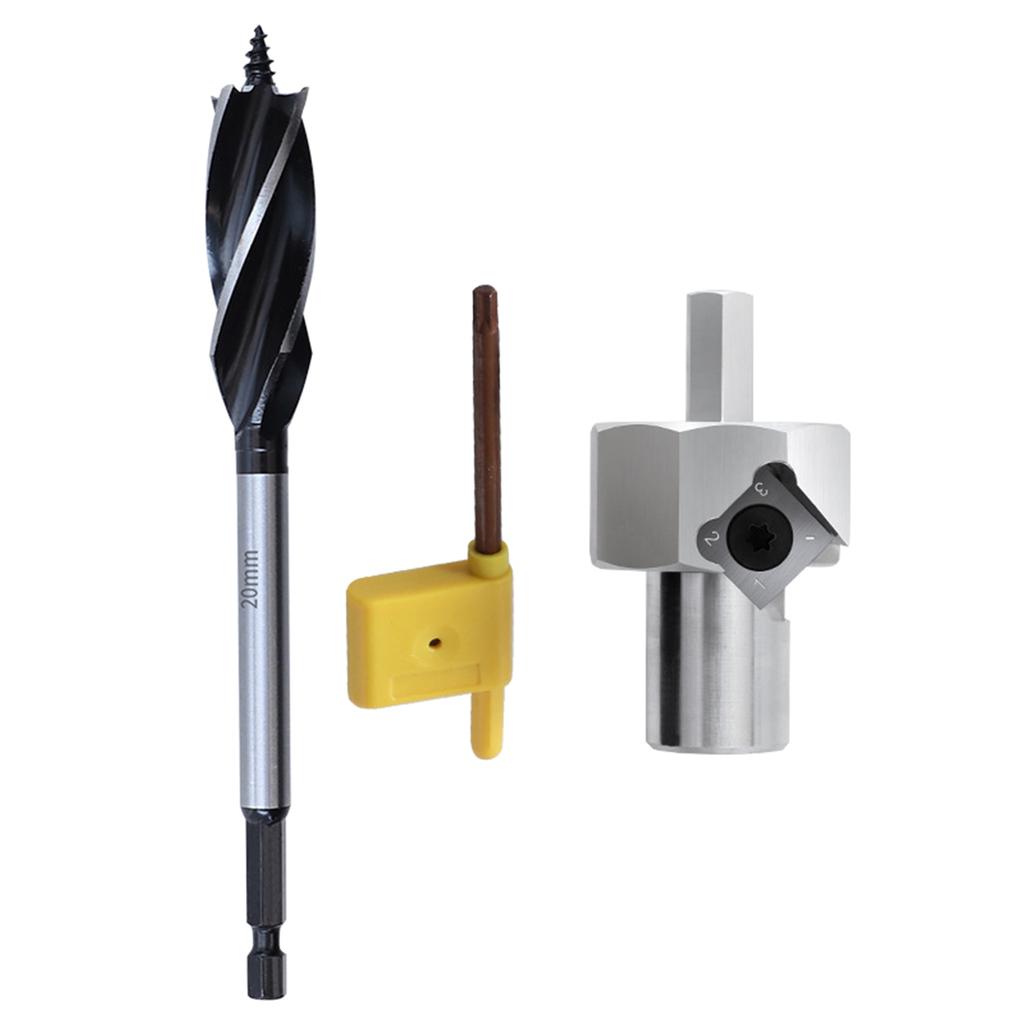 Workbenches Dog Hole Chamfer Reamer Tool Stainless Steel 20mm Dog Hole Shaping Trimmers Hex Shank for Electric Drill