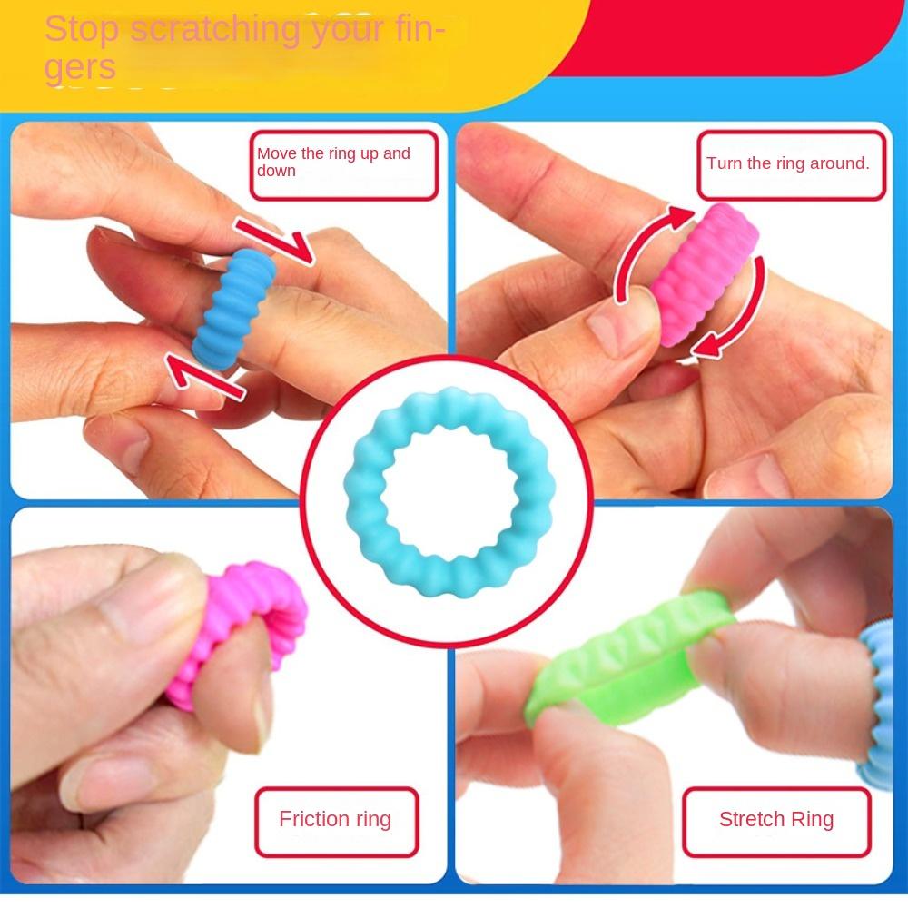 6Pcs Stress Relief Sensory Toy Silicone Anxiety Rings High Quality Fidget Ring  Kids