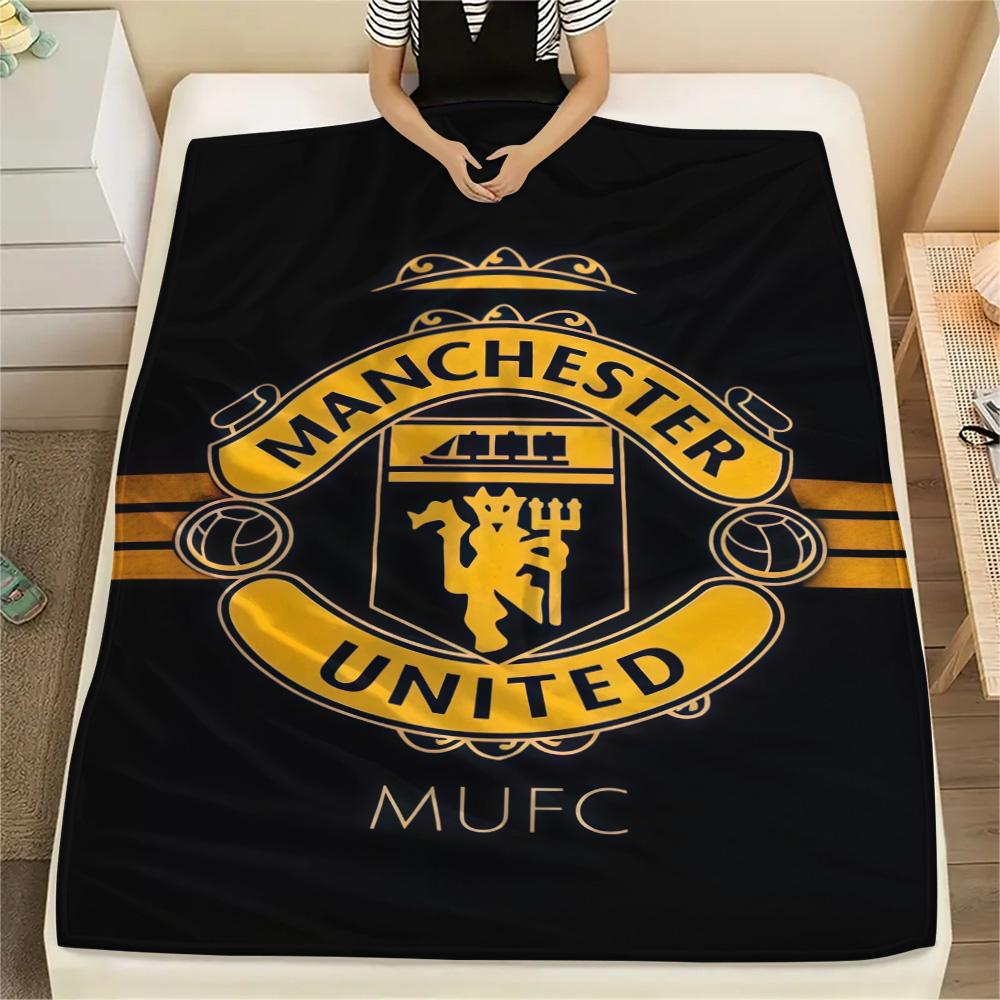 Koc Flanelowy z Nadrukiem Man Utd, Wysokiej jakości, Wygodny na Wszystkie Pory Roku, Wystrój Domu, Ciepło i Komfort