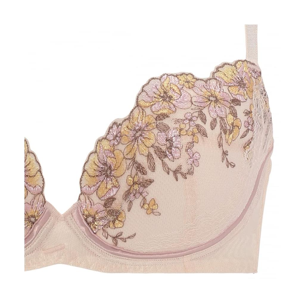 AMOSTYLE Charming Glamor Dear M019 Size E65 Bra, Floral, (Pink),