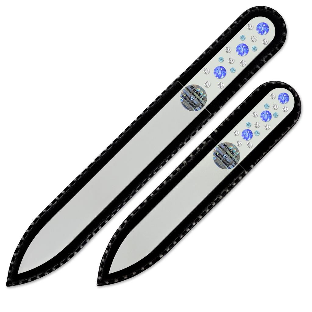 Set of 2 White Glass Nail Files with Crystals CNW-MS