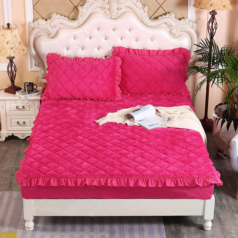 Zacht Flanellen Gevatte Dekbedhoes met Kantrand Elastische Matrashoes Comfortabel Beddengoed 2  Pillowcase48x74cm