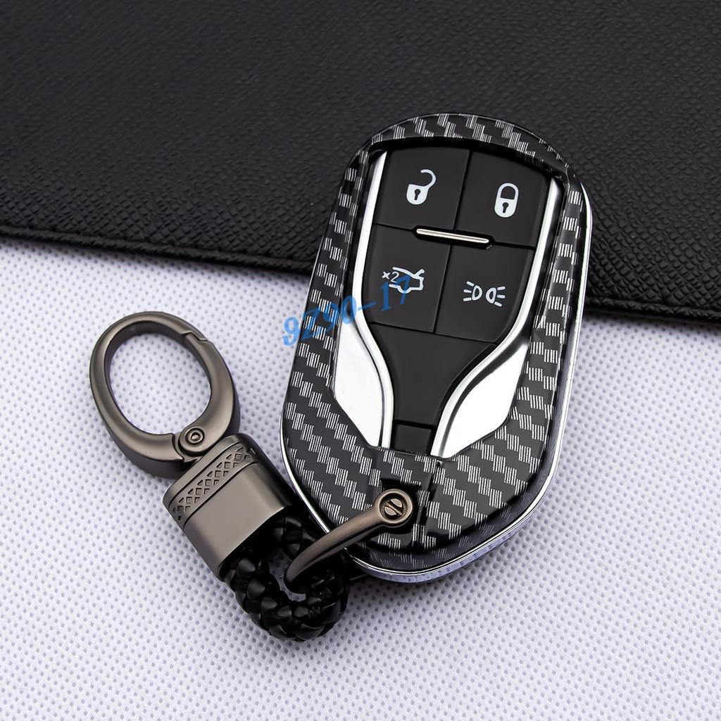 Kohlefaser Autoschlüsselanhänger Hülle Etui Ringhalter Für Maserati Ghibli Levante Quattroporte 2014- Zubehör