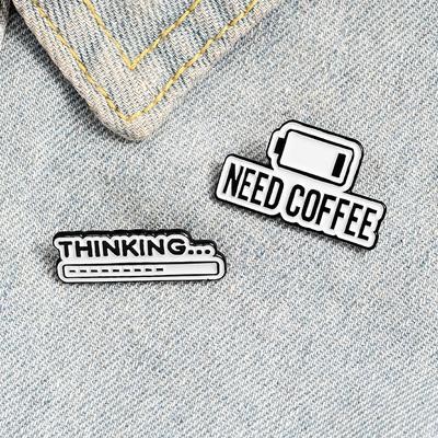 Need Coffee Progress Bar Formula Low Battery Design Badges Brooch Enamel Pins Label Bag Backpack Hat Jewelry Gift Accessories