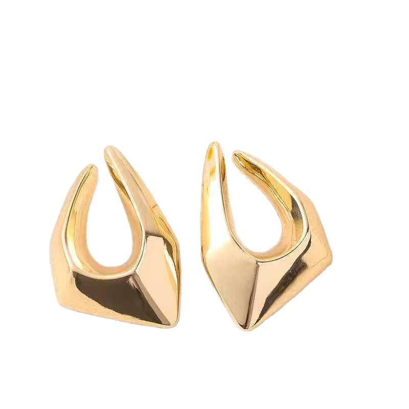 Exaggerated Geometric Metal Line Earrings: Unique Minimalist Studs for Women