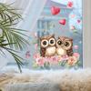 Valentine's Day Cat-headed Eagle Couple Love Balcony Glass Window Home Background Beautification Window Stickers
