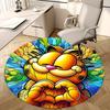 1pc Garfield Stained Glass Design Round Carpet - Office Chair Mat, Non-Slip Rug for Home Decor, Living Room, Bedroom, Game Room, Anime Gift, Seasonal
