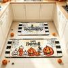 Halloween Kitchen Scary Pumpkin Design Stain Easy Clean Doormat for Holiday Decor