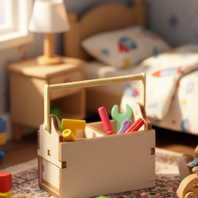 Exquisite Wooden Dollhouses Toolbox In 1/12 Scale Perfect For Miniature Scene Photo Props