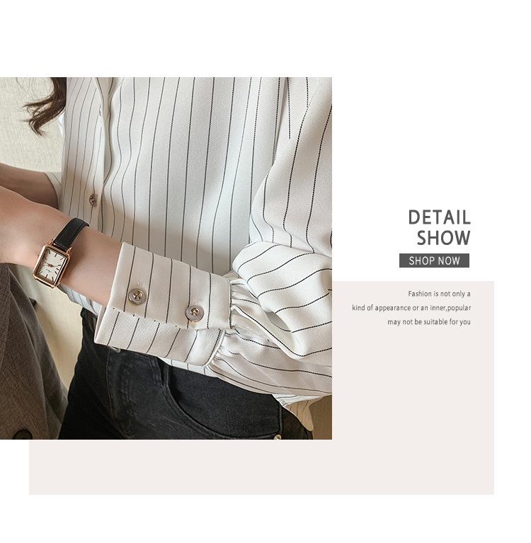 Women's Retro Striped Chiffon Shirt - Spring/Autumn 2025 Collection with Layered Lapel Design