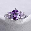 Huitan Charming Purple CZ Rings Bridal Wedding Accessories Silver Color Women Rings Anniversary Gift Temperament Lady